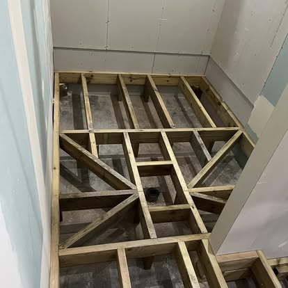 Interior timber floor joist framework