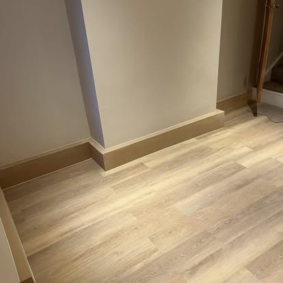 Hallway with new light oak flooring