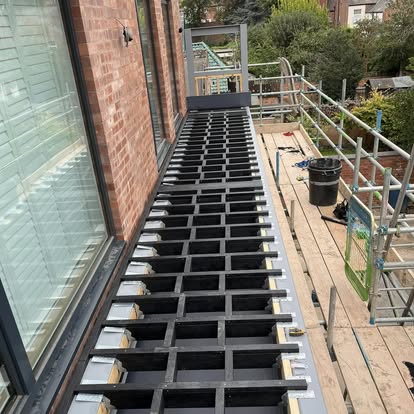 Composite balcony decking frame installation