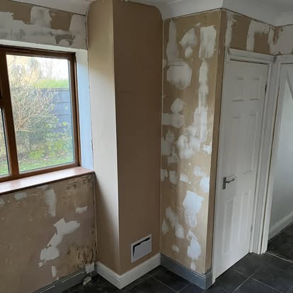 Interior room being stripped and replastered