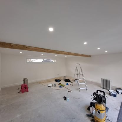Large room interior fitted with spotlights