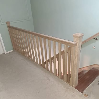 Oak staircase balustrade installation