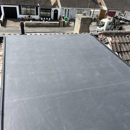 Completed EPDM flat roof on residential property