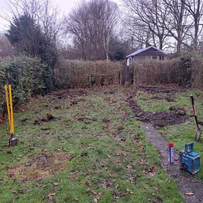 Garden being marked out for room foundation