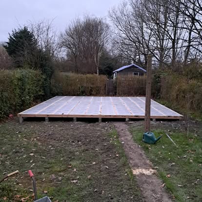 Garden room base frame fully laid out
