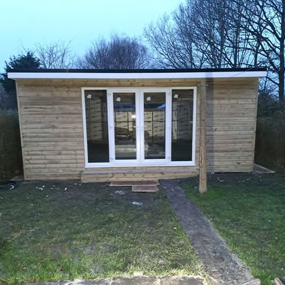 Garden room timber frame early build stage