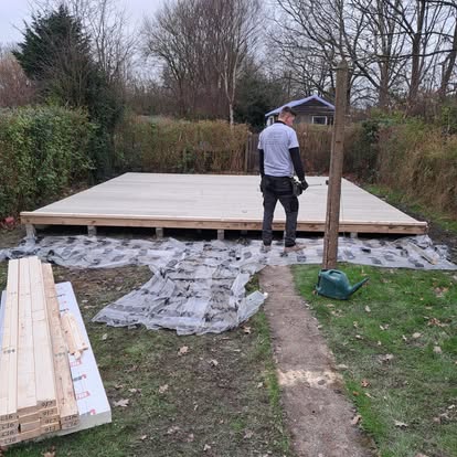 Garden room floor boards being laid