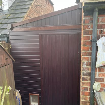 Dark brown lean-to partially constructed interior