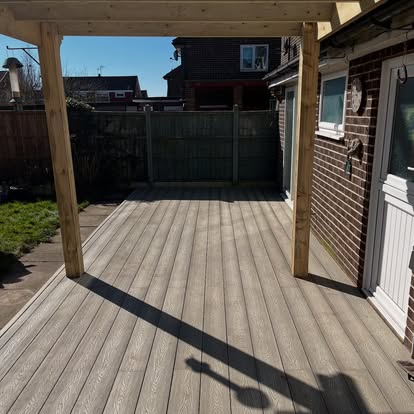 Composite decking and timber pergola construction progress