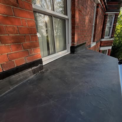 Victorian terrace bay window with completed EPDM flat roof