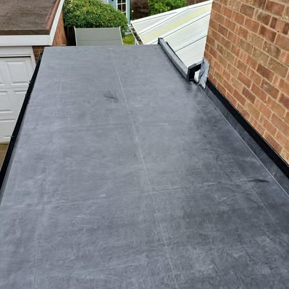 Completed EPDM flat roof viewed from above