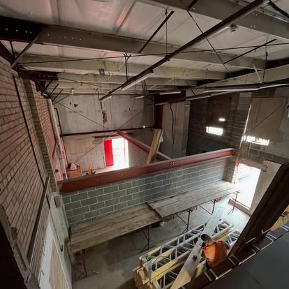 Commercial building interior stripped for renovation
