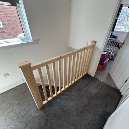 Pine staircase landing top with new balustrade