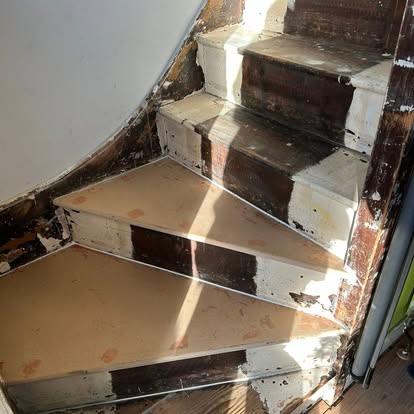 Old winding staircase viewed from above