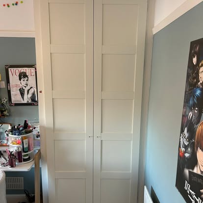 New white shaker wardrobe doors fitted in bedroom